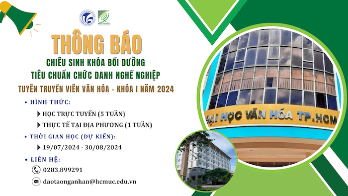 Chiêu sinh Khóa đào tạo nhóm chức danh nghề nghiệp 'Tuyên truyền viên văn hoá' - Khóa I năm 2024